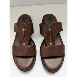 Born Brown Leather Sandals Womens Slip On Comfort Casual Walking Size 9